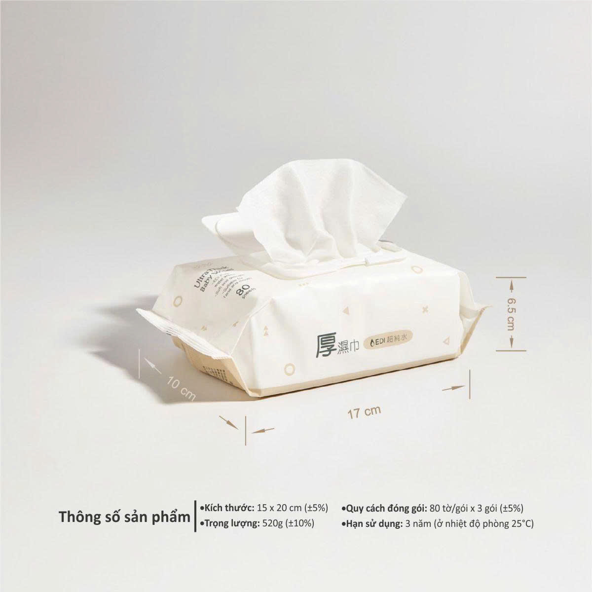 Khăn giấy ướt tinh khiết cho bé KU.KU DUCKBILL KUKU PLUS KU1156 - 80 tờ