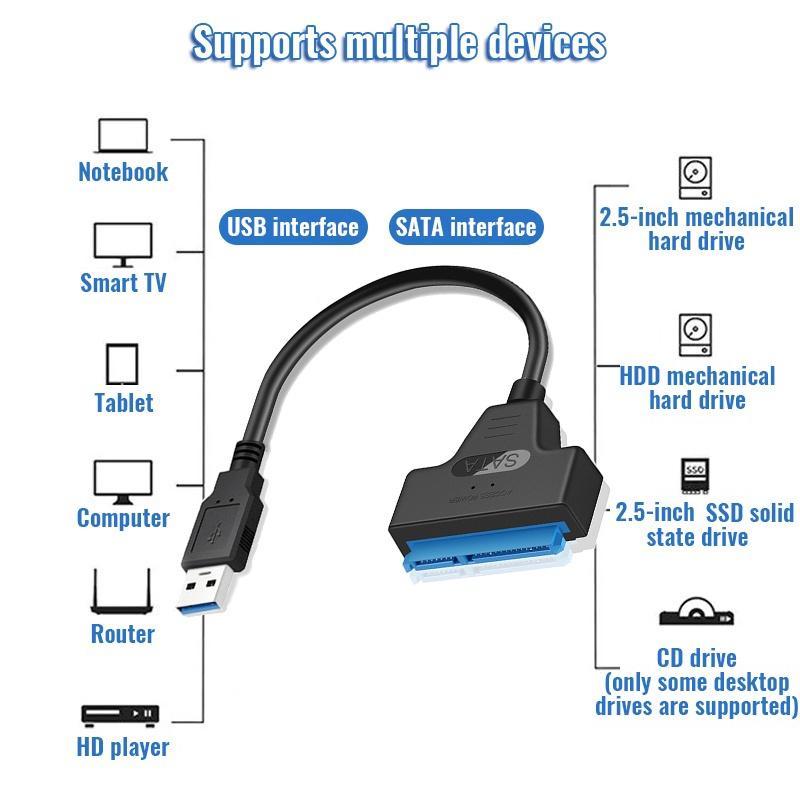 Cáp Chuyển Đổi Ổ Cứng USB 3.0 / 2.0 Sang SATA 22 Pin 2.5 Inch HDD SSD 6Gbps Chuyên Dụng