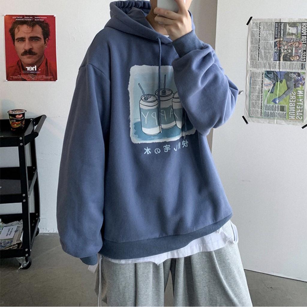  Áo hoodie nỉ unisex form rộng 3 Lon Nước nam nữ ulzzang Wind