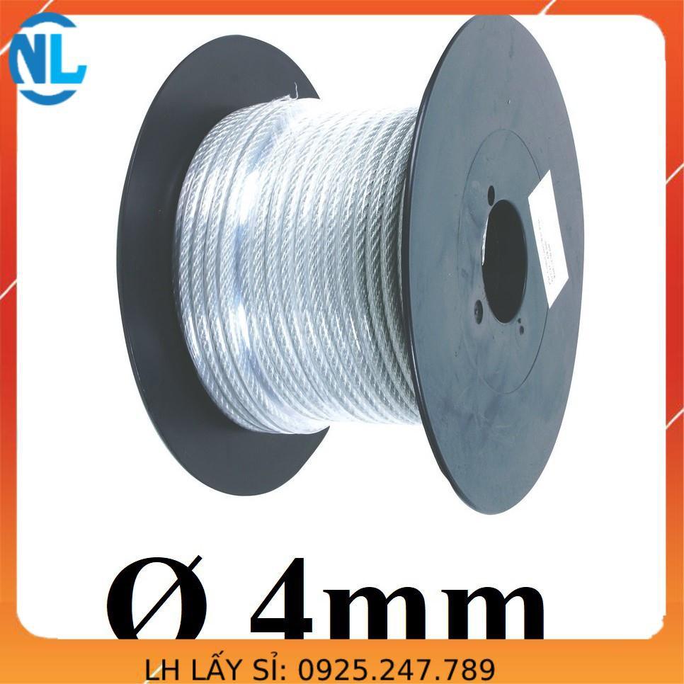 100 mét Dây cáp thép bọc nhựa phi 4mm (4li)