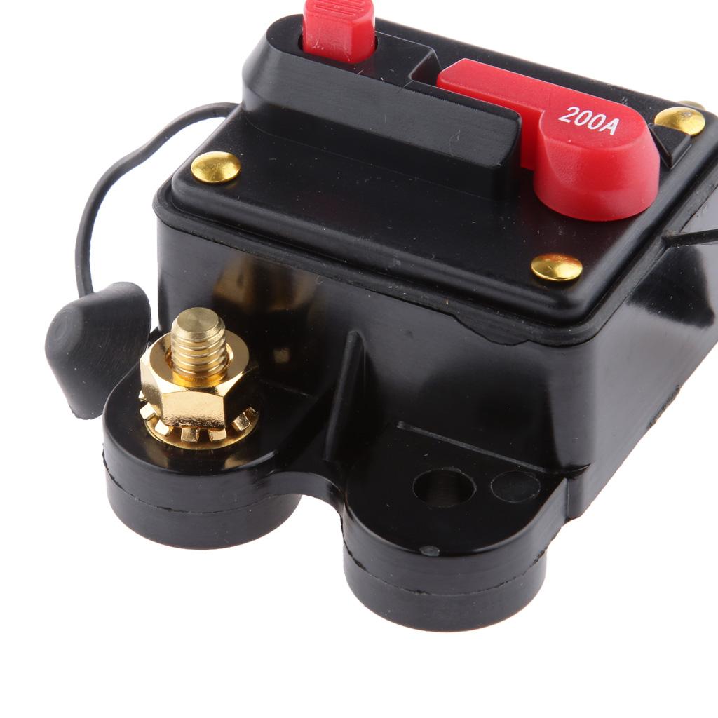 12V-24V Inline Auto Waterproof Circuit Breaker 200 AMP Manual Reset Switch