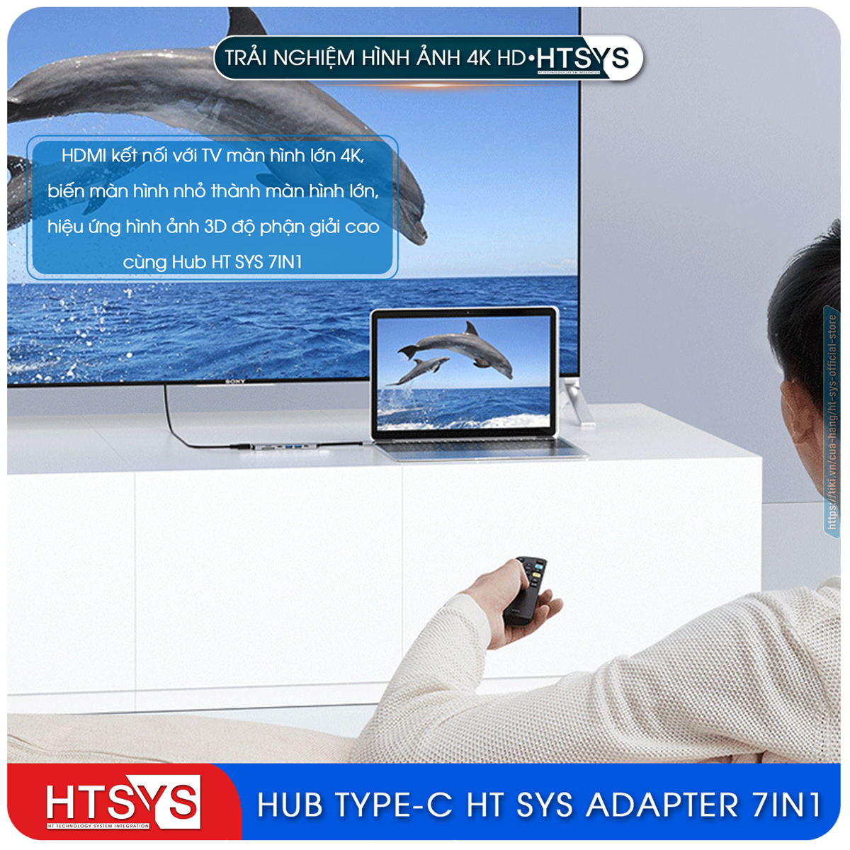 Hub Chuyển Đổi USB Type C HT SYS 7 in 1 To HDMI, USB 3.0, SD, TF, USB-C, PD 100W - Hàng Chính Hãng