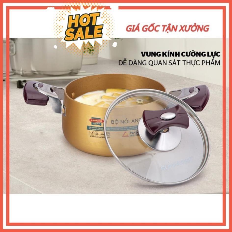 Bộ nồi Anod SH6634 chất liệu nhôm dùng bếp gas bếp hồng ngoại