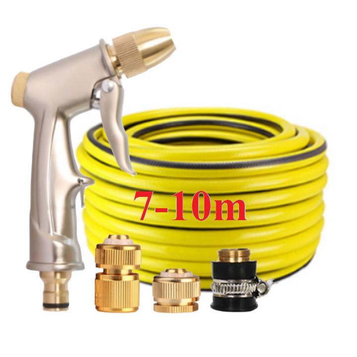 Bộ dây vòi xịt nước rửa xe, tưới cây . tăng áp 3 lần, loại 7m, 10m 206701-1 đầu đồng, cút đồng