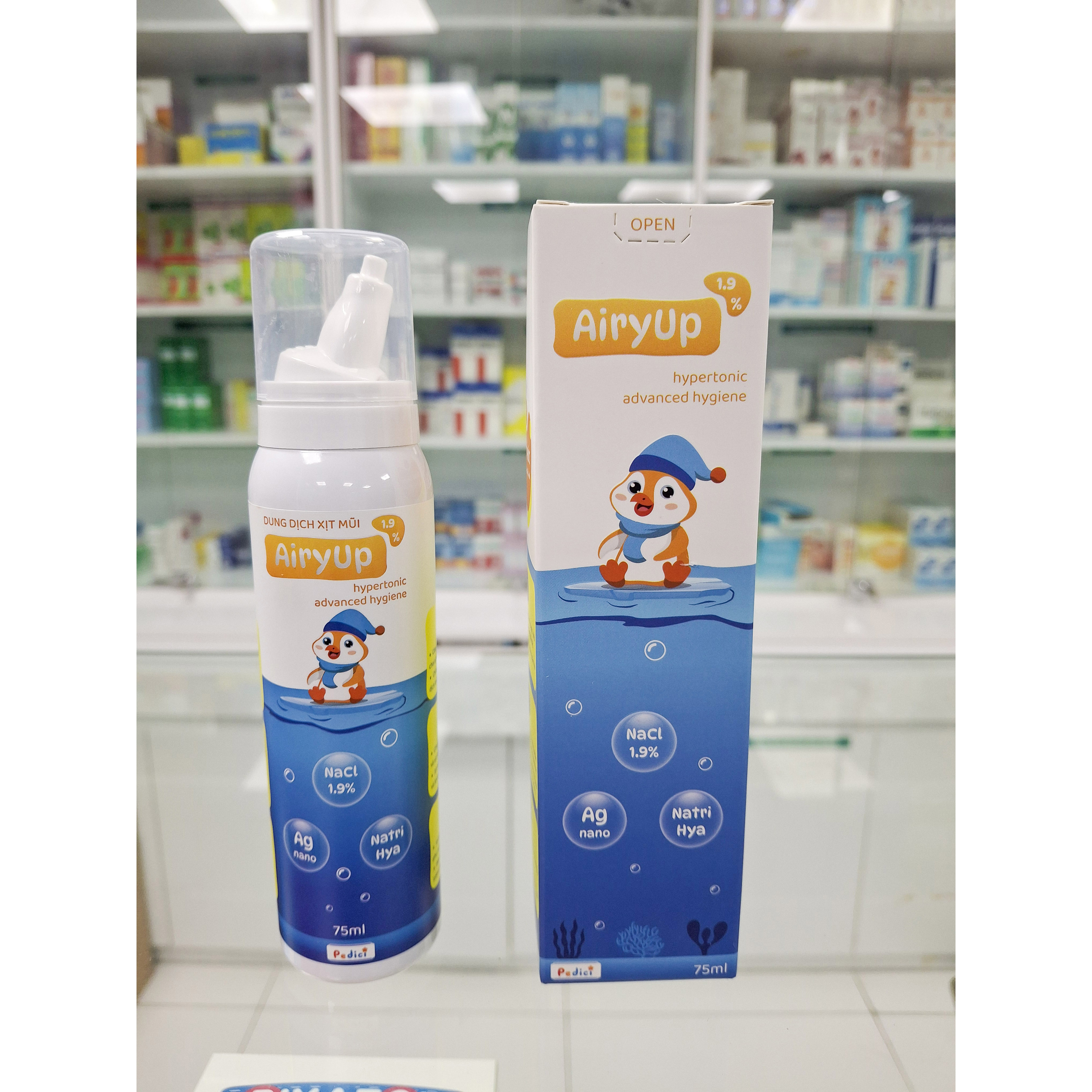 COMBO Xịt Mũi Biển Sâu AiryUp 0.9% &amp; 1.9% - Vệ Sinh Mũi Họng Hằng Ngày, Hỗ Trợ Kháng Khuẩn &amp; Dưỡng Ẩm Mũi Họng