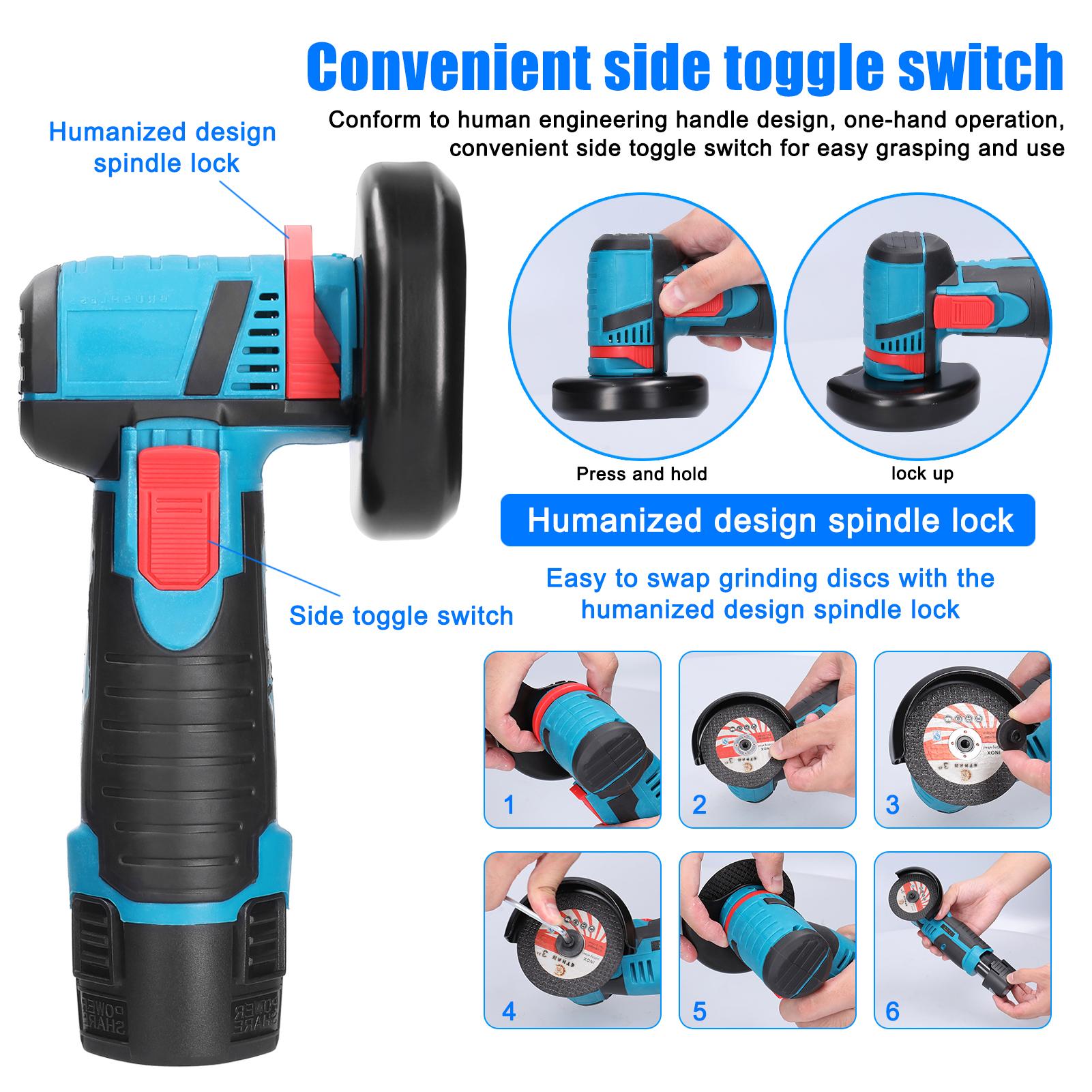 19500rpm Electric Grinding Tool Multifunctional Mini Grinder Handheld Cutter for Cutting Polishing Ceramic Tile Wood Stone Steel