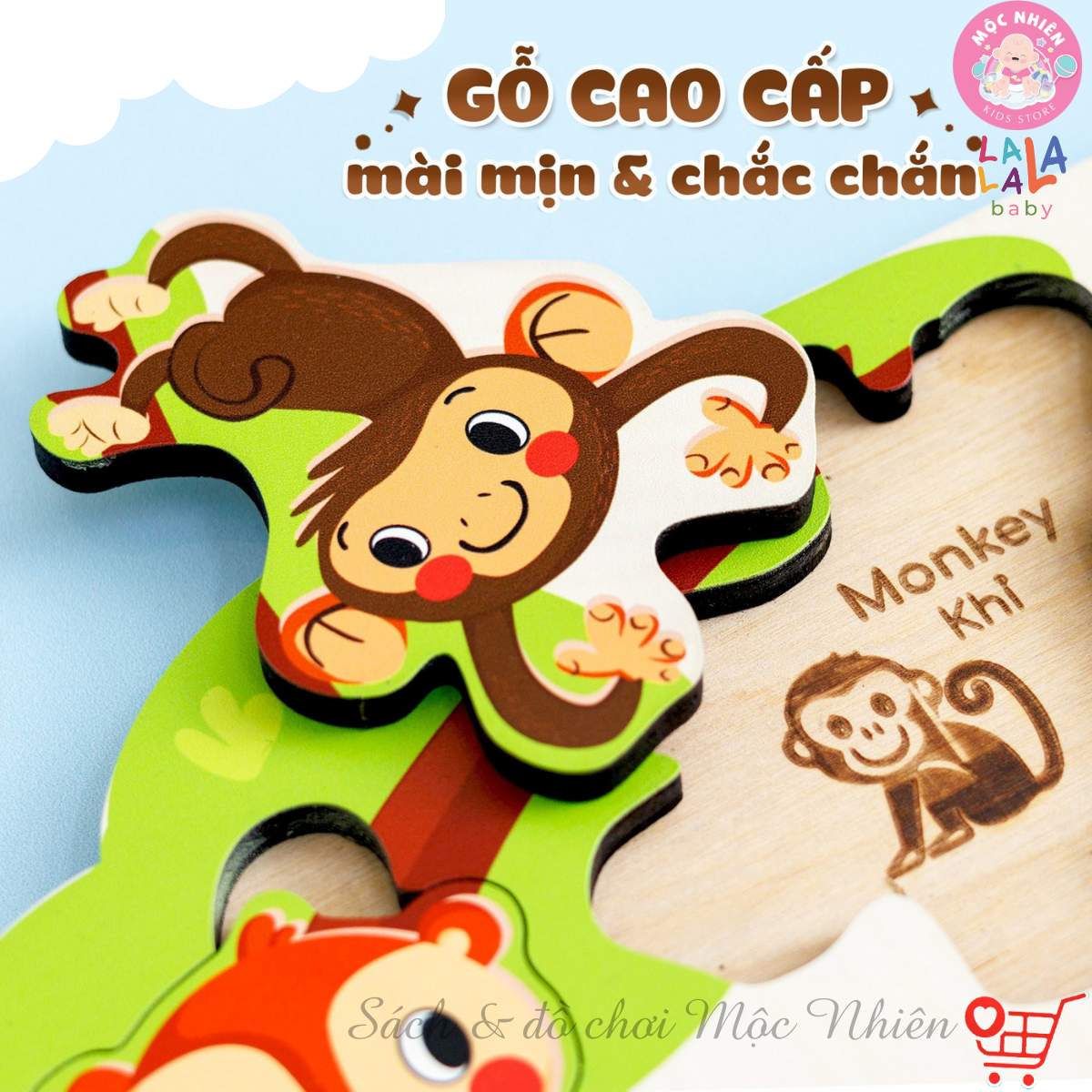 Bảng Núm Ghép Hình Gỗ Song Ngữ Lalapuzzle Chữ Cái Động Vật Rau Củ Quả Cho Bé 2 Tuổi - Lalala Baby