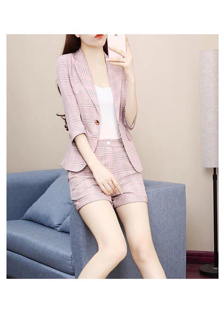 Sét Vest Đùi Caro 3 Món