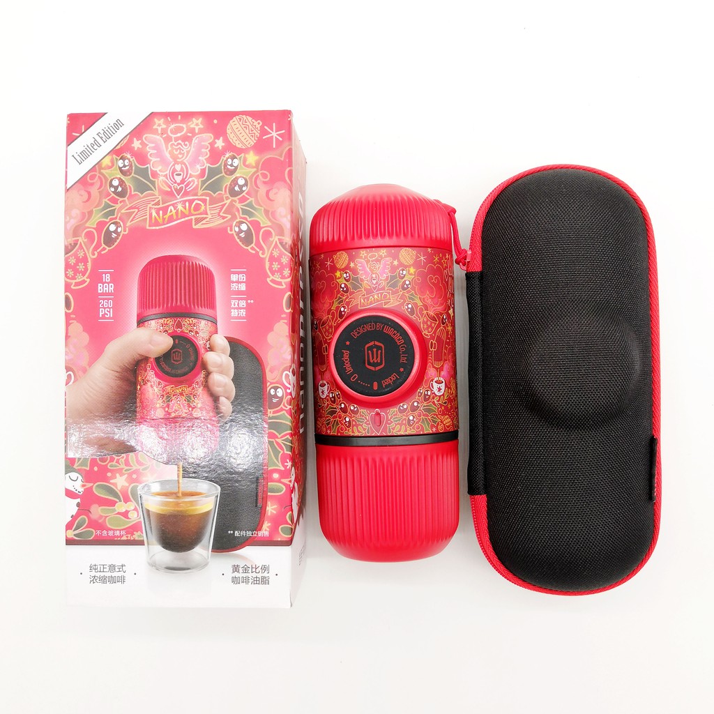 Dụng cụ pha cà phê du lịch Nanopresso Wacaco màu đỏ tattoo phiên bản giới hạn - Wacaco Nanopresso Red Tattoo Pixie Limited- Hàng Nhập Khẩu