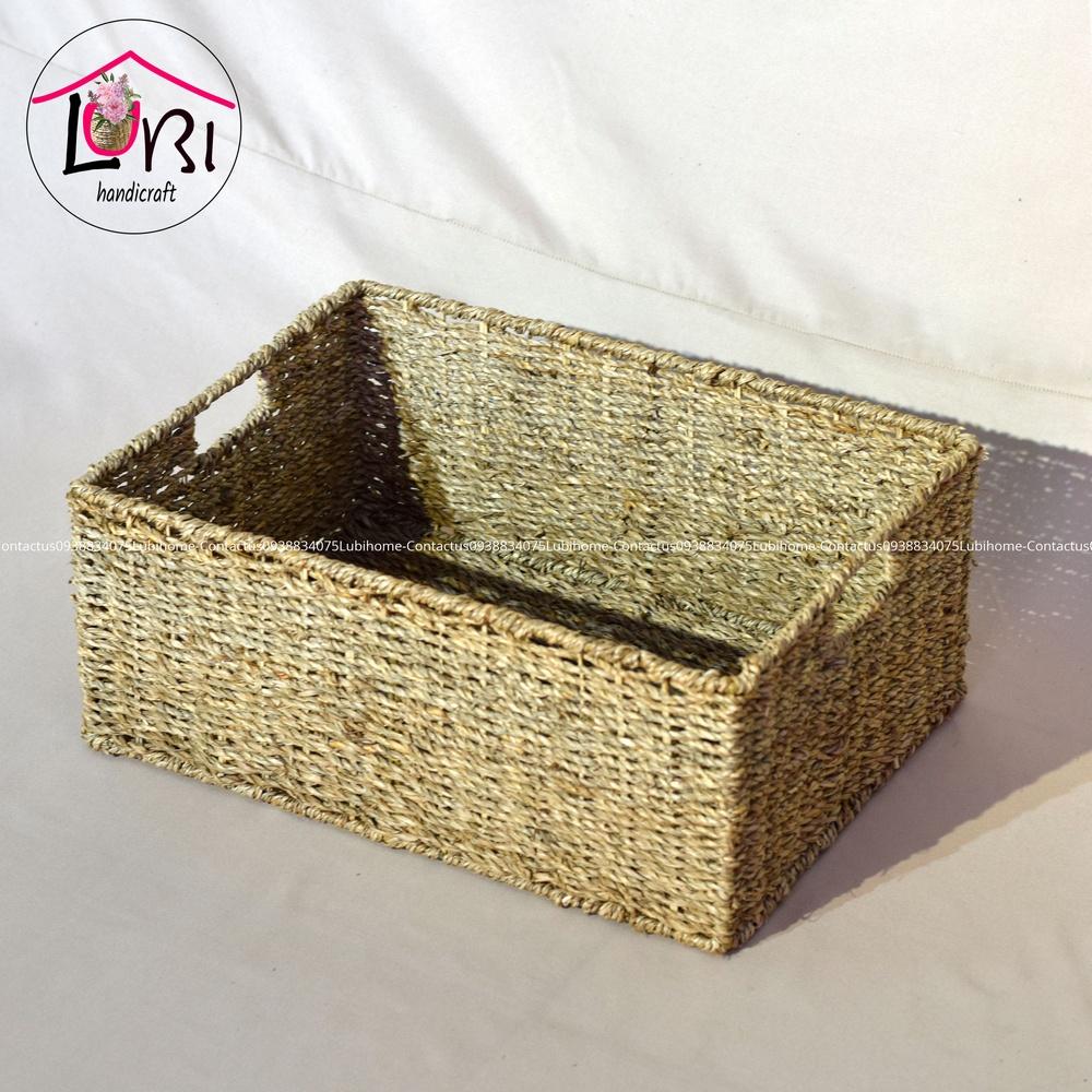 Lubihandicraft - Sọt cói đựng đồ hình chữ nhật - đơn giản, xinh xắn
