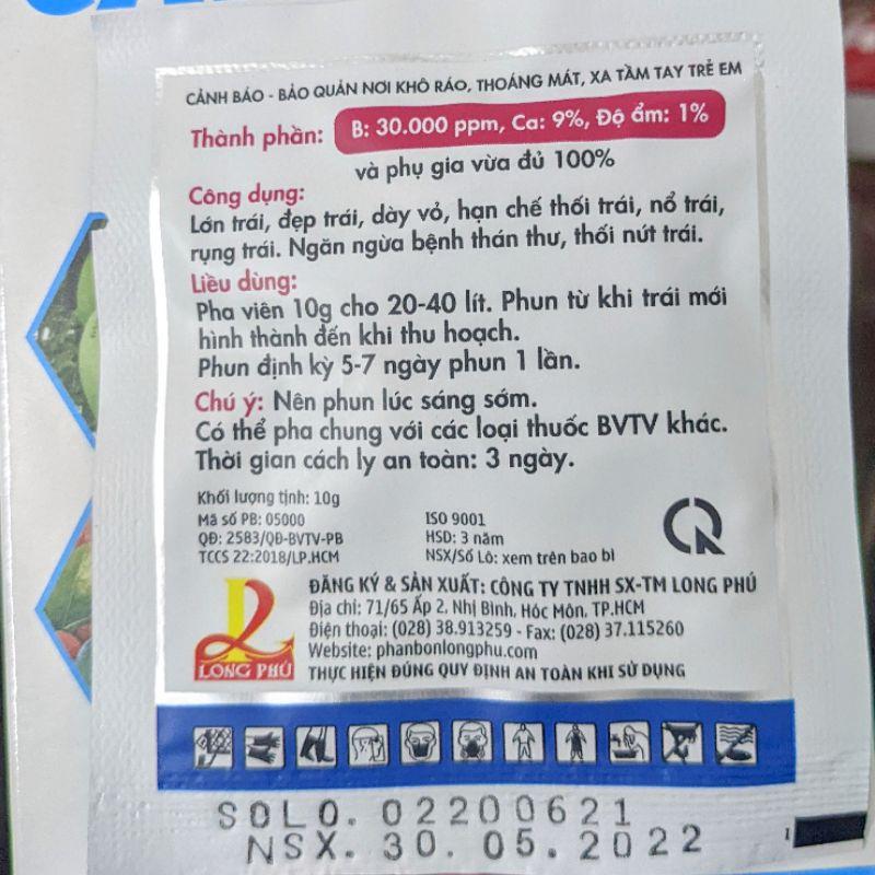 Phân bón vi lượng Canxi bo viên sủi 10g. Lớn trái, đẹp trái. Hạn chế nứt trái, thối trái