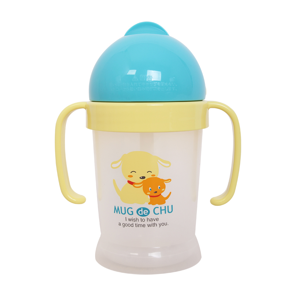 Bình Nước Straw Mug Cho Bé Có Ống Hút Nhật Bản Pip Baby 270ml Màu Cam / Xanh