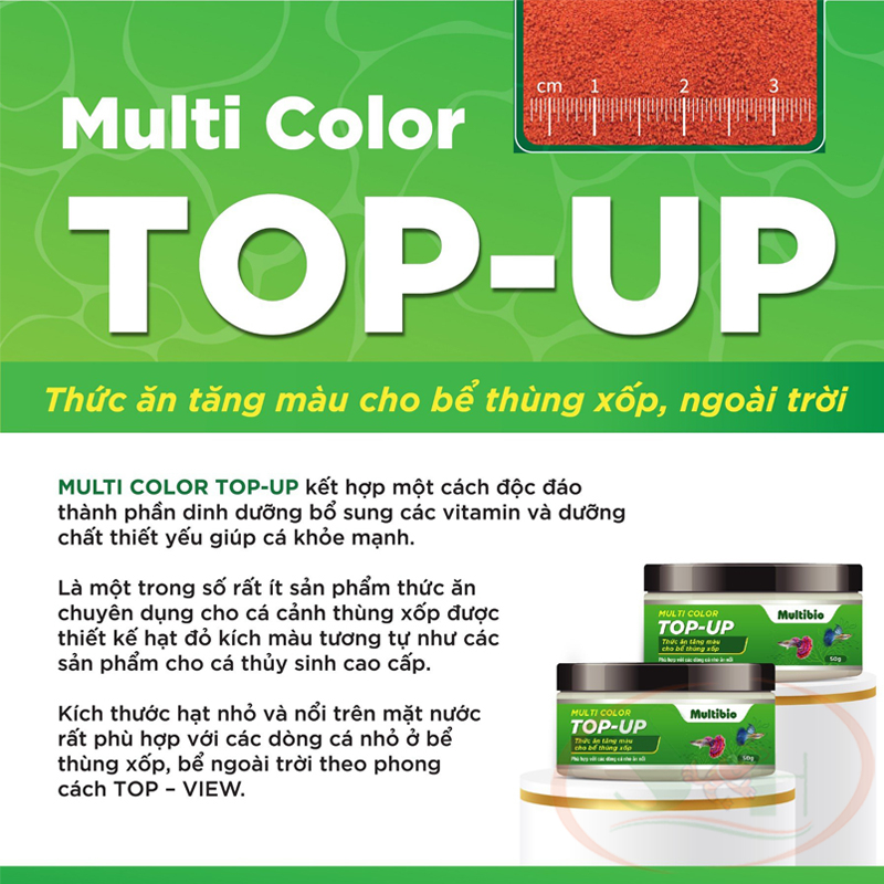 Thức ăn cá Multi Color Top Up cám hạt nổi tăng màu bể cá thủy sinh thùng xốp