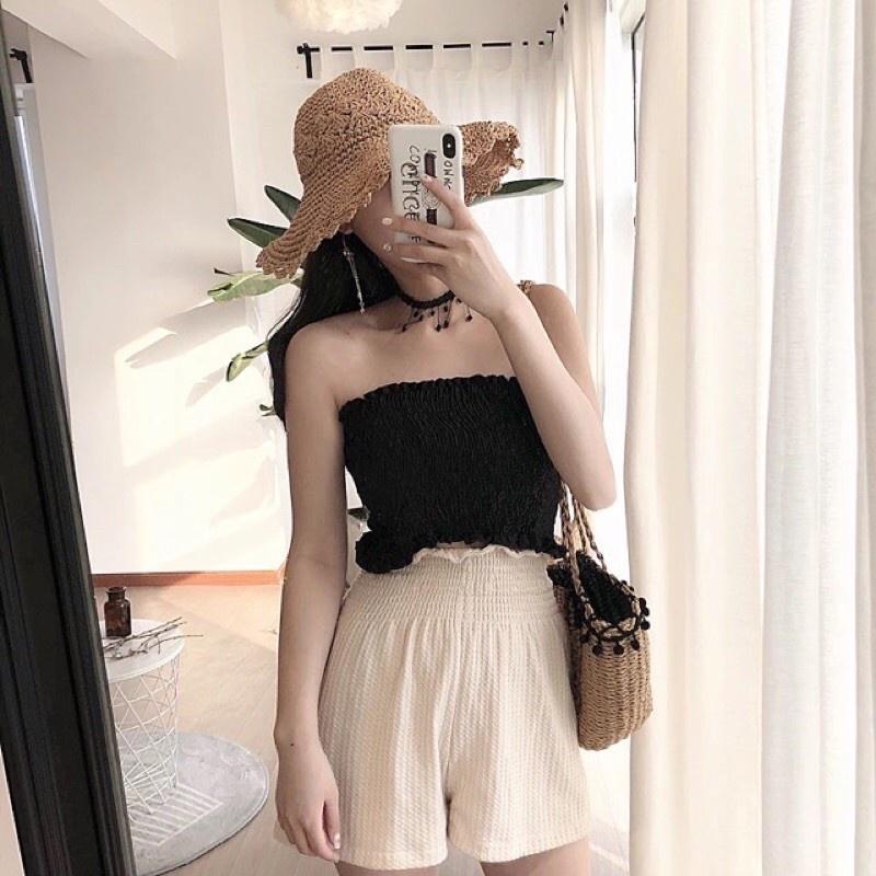 Áo croptop kiểu ống nhún ngực caro áo quây ngực nữ siêu co giãn HIJUNE CT07