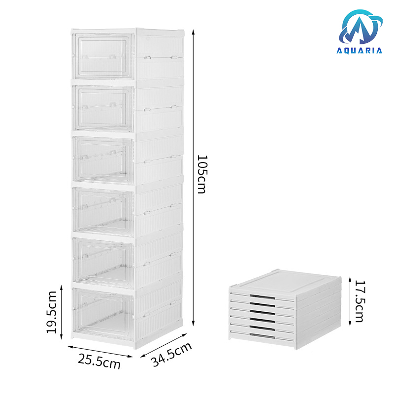 Hộp Đựng Giày Nhựa Cứng Cao Cấp Size Lớn Lắp Ráp Tiện Lợi Chất Liệu Nhựa PP &amp; PET 6 Tầng