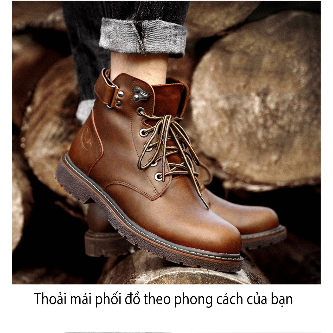 Giày  cao cổ da thật nam phong cách - Mã 12689