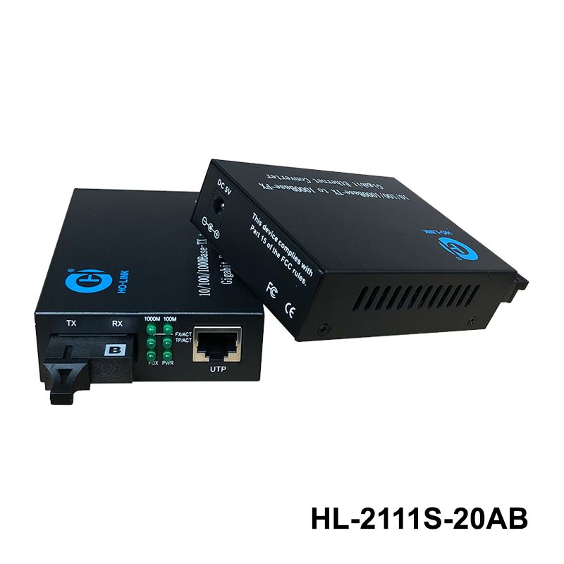 Bộ chuyển đổi quang điện Ho-Link HL-2111S-20AB | 1 sợi quang 10/100/1000MB - Hàng chính hãng