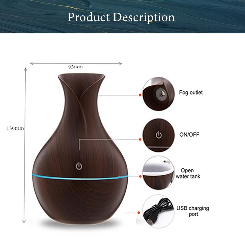 Điện Mini Máy Tạo Độ Ẩm Không Khí Tinh Tinh Dầu Khuếch Tán Tinh Dầu Siêu Âm Thanh Vân Gỗ Máy Phun Sương Tạo Độ Ẩm USB Mini Phun Sương Tạo Cho Nhà Xe Ô Tô