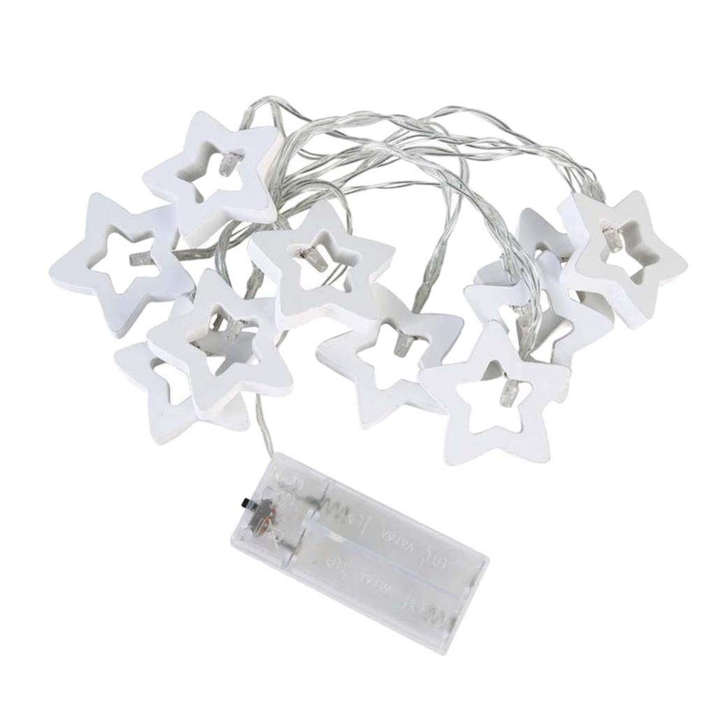 Đèn trang trí Giáng sinh Ngôi sao bằng gỗ 10 đèn LED Quà tặng Đèn dây Xmas