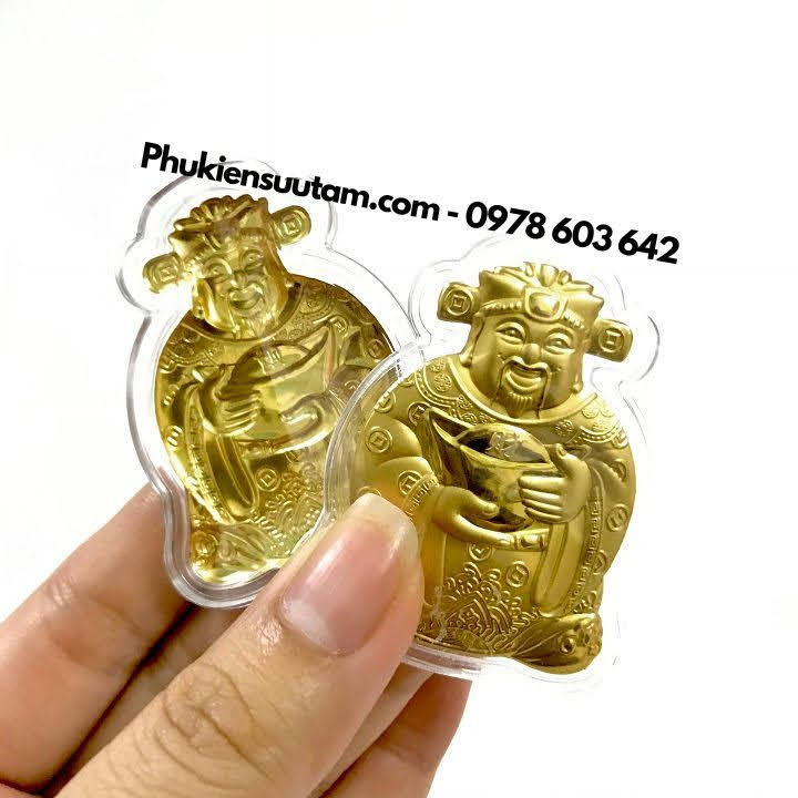 Combo 50 Ông Thần Tài Mạ Vàng Tặng Túi Gấm Tài, kích thước: 5cmx4cm, màu vàng - SP005963