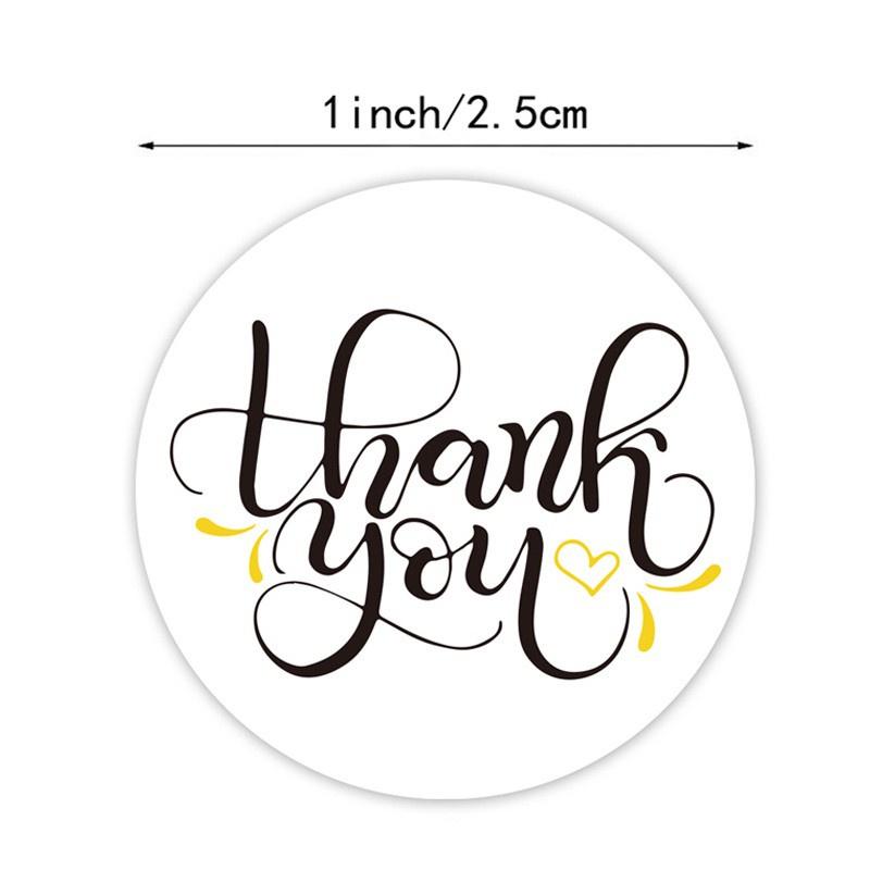 Cuộn 500 Sticker 2.5CM Thank you dán niêm phong túi giấy, hộp bánh handmade, tem dán thiệp