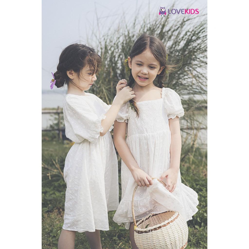 Váy thêu hoa tay bèo (trắng) GMG21DR01001 - Lovekids