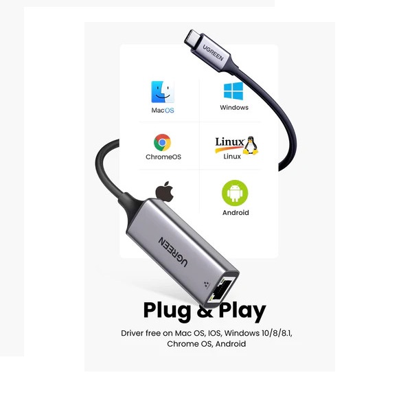 Cáp chuyển USB Type C sang LAN 1000Mbps Ugreen 40322 - Hàng chính hãng