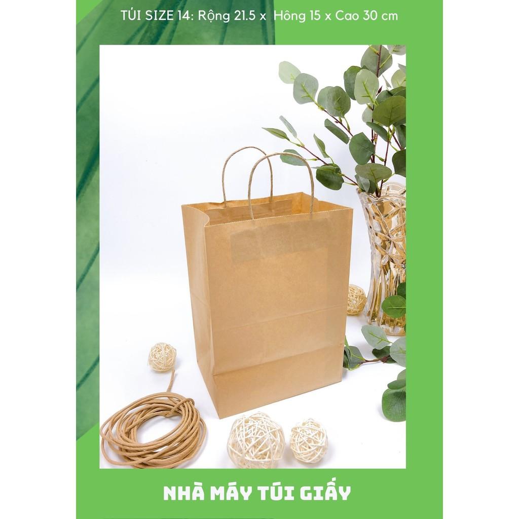 100 CHIẾC TÚI GIẤY KRAFT SIZE 14: 21.5x15x30 CÓ QUAI ( ẢNH THẬT SHOP TỰ CHỤP)