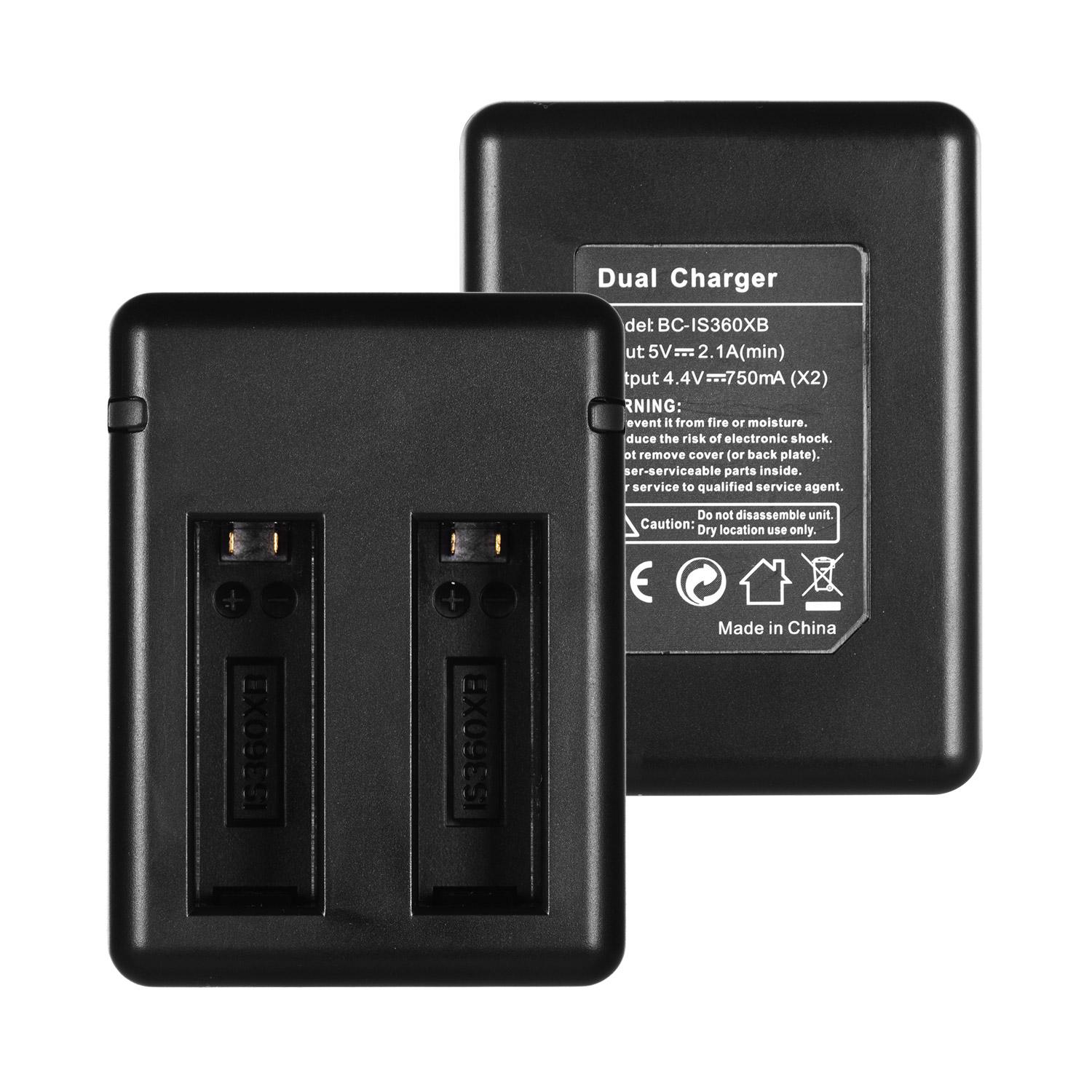 Bộ sạc pin máy ảnh khe cắm kép di động với đèn báo cáp USB Tương thích với pin máy ảnh Insta360 one X