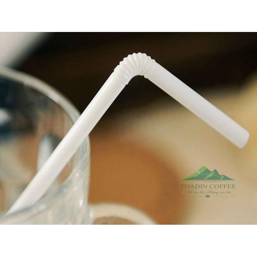 Bịch 70 ống hút nhựa bẻ cong phi 6 màu trắng