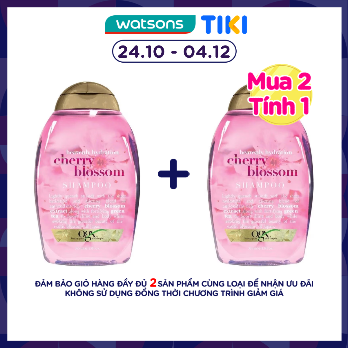 Dầu Gội OGX Heavenly Hydration Chiết Xuất Hoa Anh Đào Phục Hồi Cấp Ẩm Cho Tóc 385ml