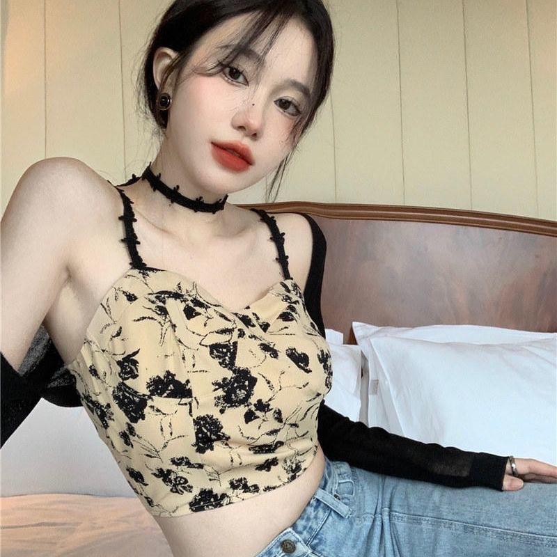 Áo bra 2 dây đệm ngực chun lưng hoạ tiết hoa lá dây áo điều chỉnh được