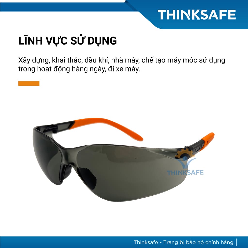 Kính bảo hộ King's Thinksafe, kính trắng chống bụi đi đường, che mặt đa năng, chống tia uv, nhập khẩu chính hãng KY2222