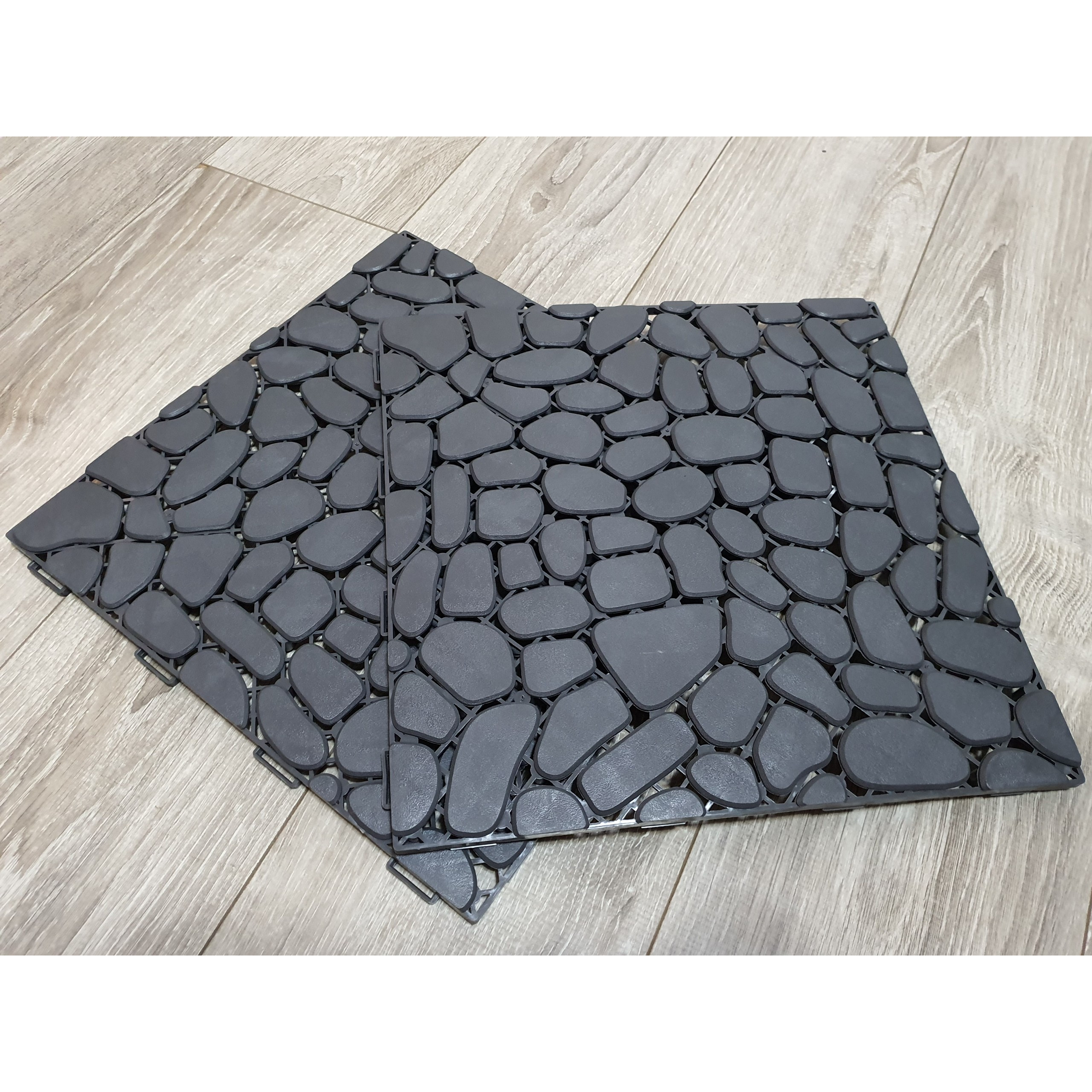 1M2 Vỉ Nhựa Lót Sàn Viên Sỏi Xám Green Konoha