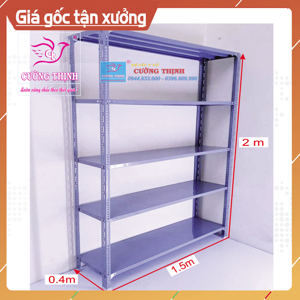 Kệ sắt đa năng 5 Tầng, Cao 2m x Dài 1m5 x Rộng 40cm, Kệ sắt trưng bày, trọng tải 100kg/tầng