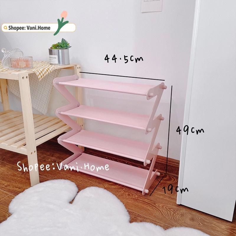Kệ để giày dép thông minh màu pastel 4 tầng chữ Z - Kệ đựng đồ đa năng, decor phòng, để sách báo, túi xách, gấu bông