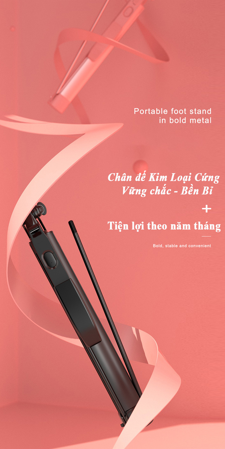 Gậy Chụp Ảnh 1m6 kiêm tay cầm quay video chống rung A21 tích hợp Remote Bluetooth Thế Hệ Mới Hàng Chính Hãng