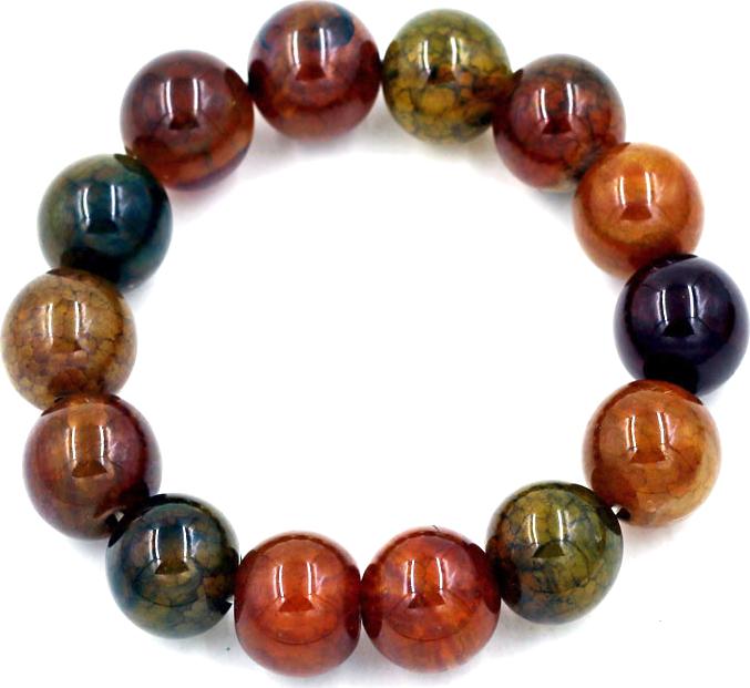 Vòng tay chuỗi hạt đá vân rồng 14 ly 14 hạt 196mm