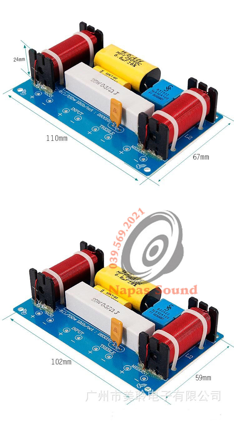 BỘ 02 MẠCH PHÂN TẦN WEAH338 - LẮP 1 BASS 1 MID 1 TRÉP - PHÂN TẦN LOA 3 ĐƯỜNG TIẾNG