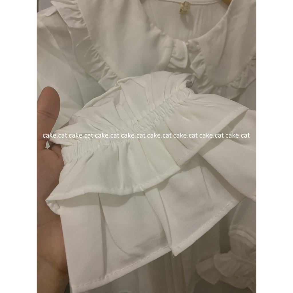 ÁO SƠ MI TRẮNG CỔ BÈO TAY BO CHUN TIỂU THƯ
