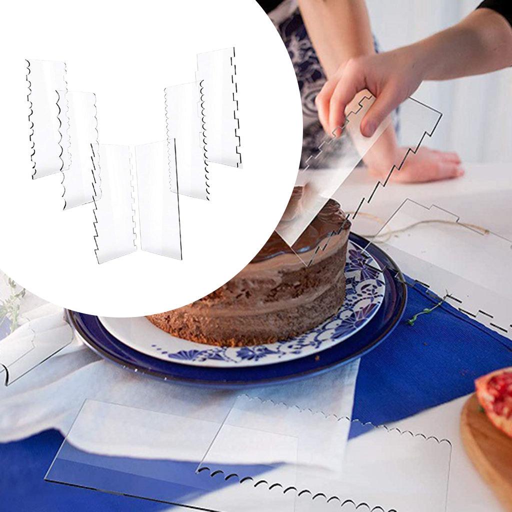 Pack of 6 Cake Scraper Transparent Decorating Cake Smoother Pastry Cutter