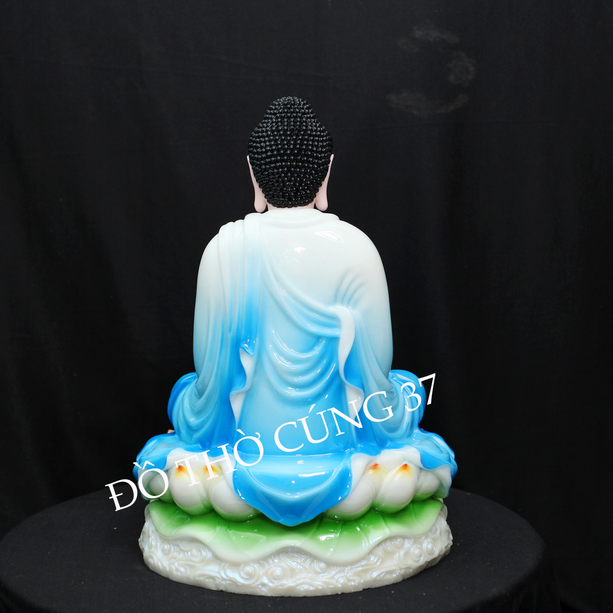 Tượng Phật Dược Sư Ngồi Đài Sen - Màu Xanh Biển