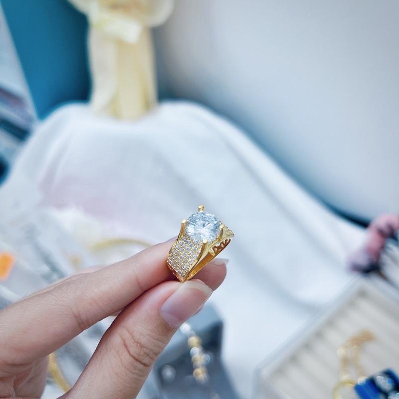 Nhẫn mạ vàng hột trụ nam nữ