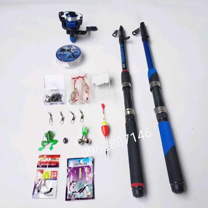 Bộ cần câu cá shimano 2m1 kèm máy và phụ kiện đầy đủ