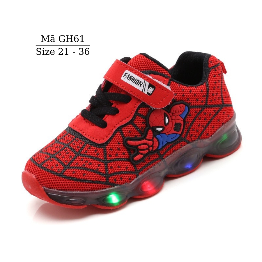 Giày siêu nhân phát sáng cho bé trai 1 đến 10 tuổi màu xanh thể thao có đèn LED độc đáo phong cách Hàn Quốc GH61