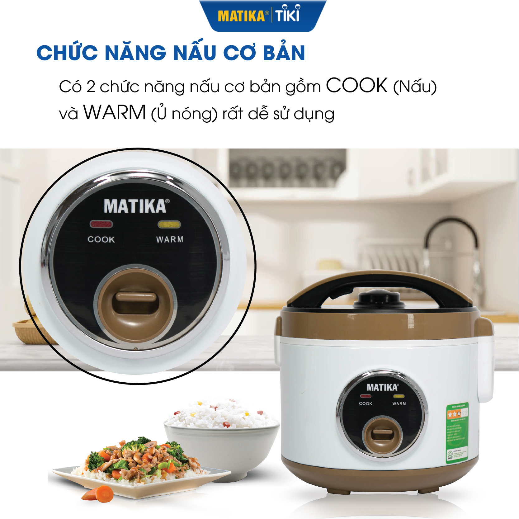 Nồi Cơm Điện MATIKA 1L MTK-RC10 - Hàng chính hãng