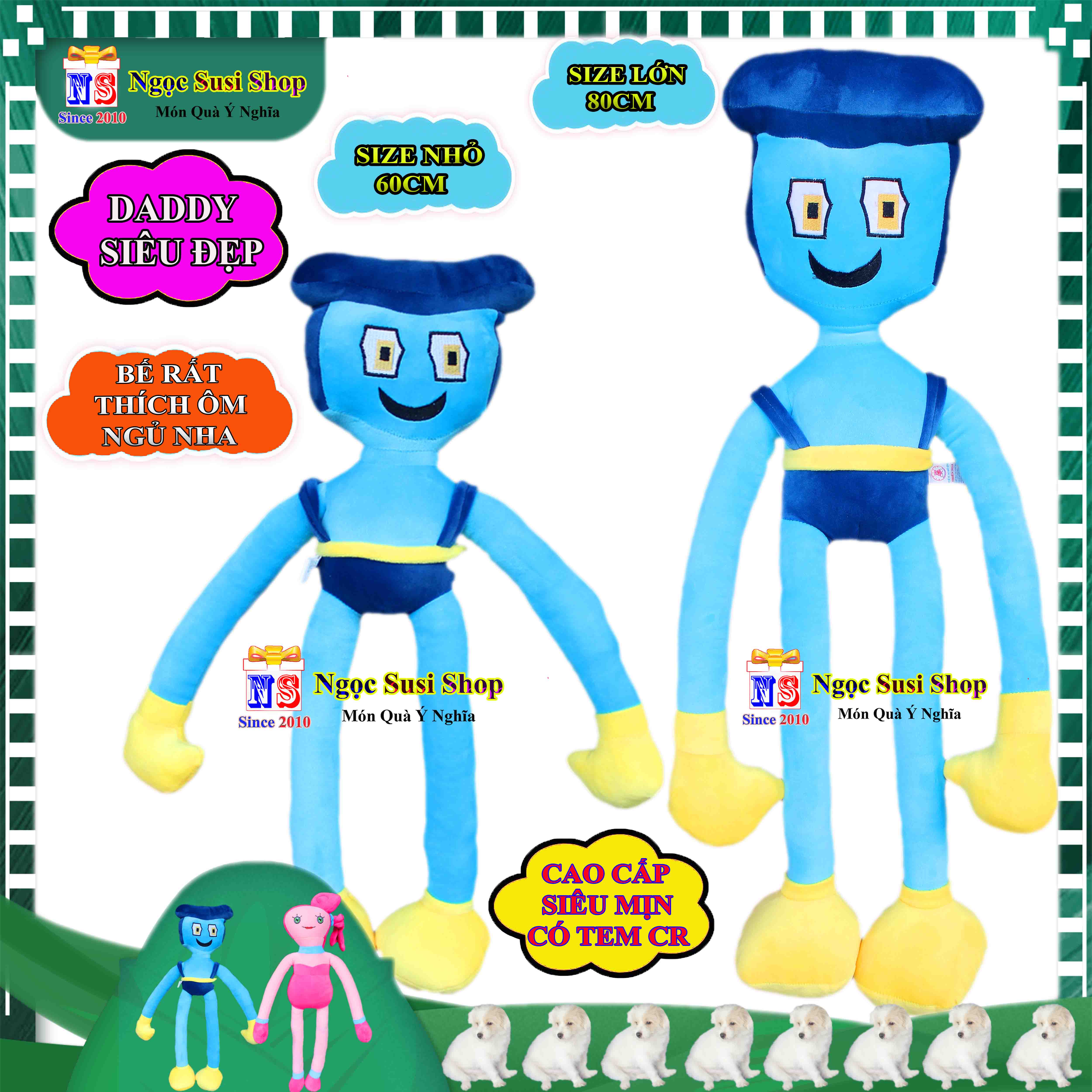 GỐI ÔM THÚ BÔNG MOMMY LONG LEGS DADDY LONG LEGS HUGGY POPPY SIÊU ĐÁNG YÊU CHO BÉ ÔM NGỦ - THÚ BÔNG MOMMY DADDY