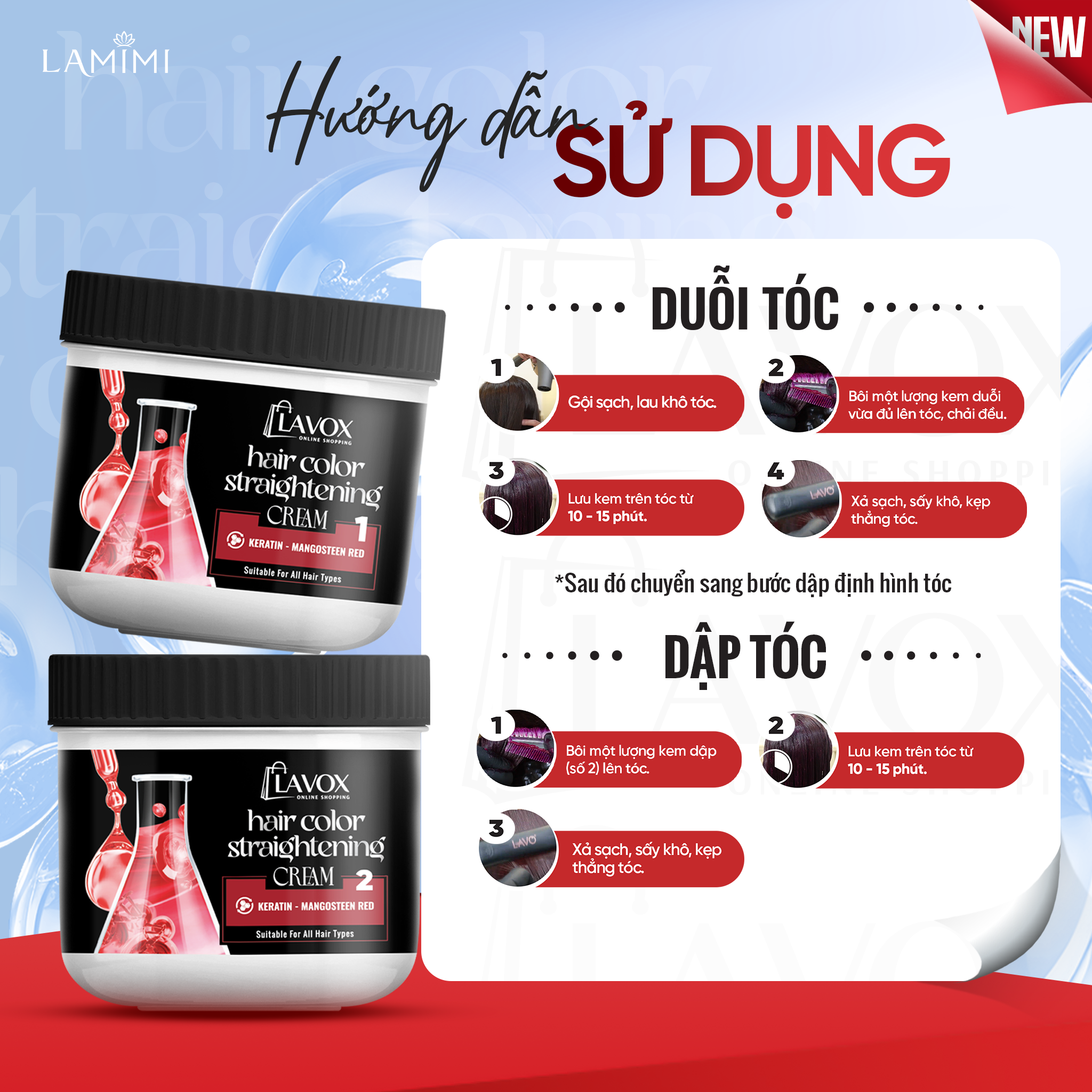 Kem Duỗi Màu Keratin Lavox Online Shopping - Đỏ Măng Cụt
