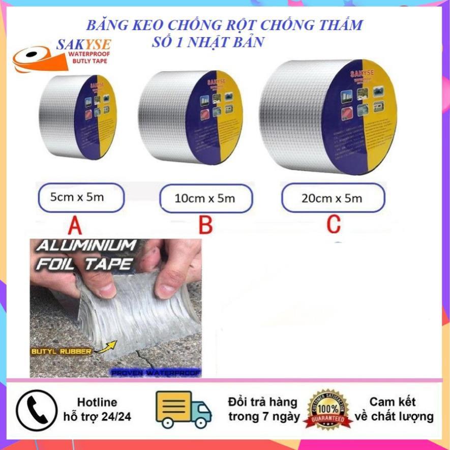 BĂNG KEO CHỐNG THẤM (Khổ 5cm x 5m) Siêu dính, dùng trên mọi vật liệu, chống chịu mọi thời tiết