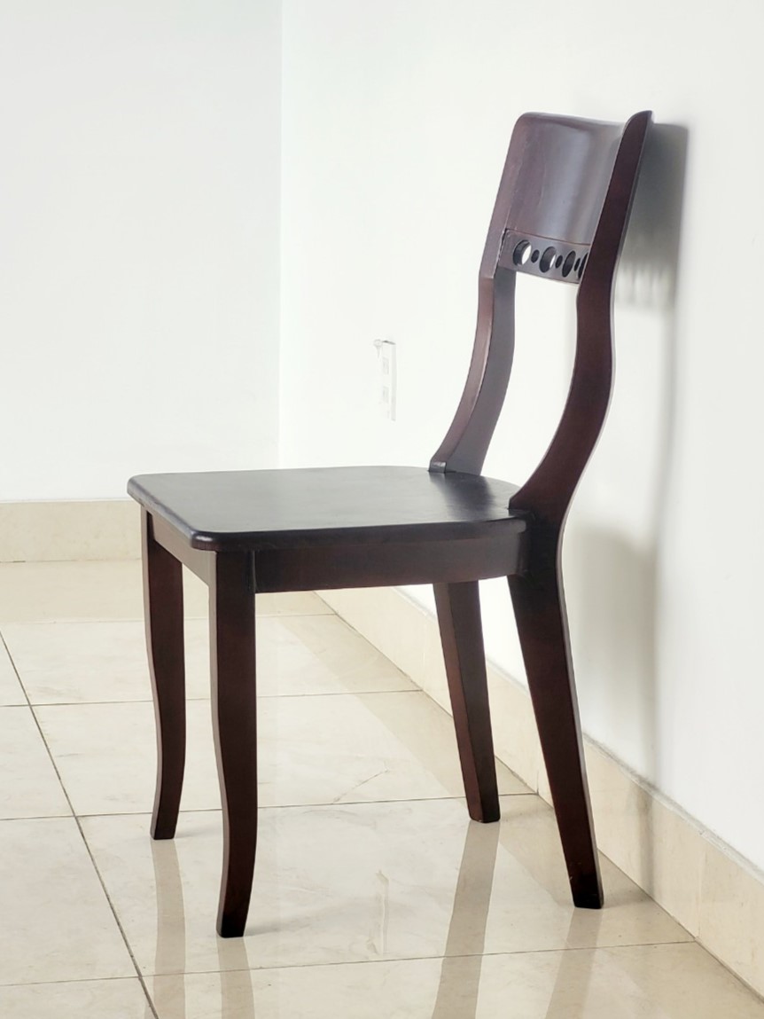Ghế Gỗ Cao Su Màu Nâu Mặt Ghế Rộng Ôm Sát Lưng - Hàng VN Xuất Khẩu